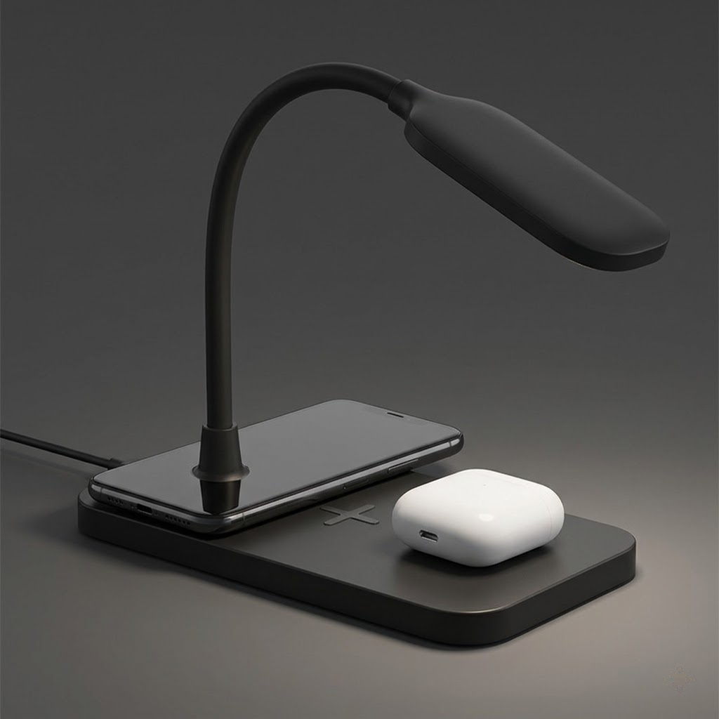 360° Adjustable Eye-Care Desk Lamp with Wireless Charging 15W 3-Color Dimming USB Study Lamp