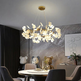 Traditional Gingko Ceramic Chandelier