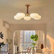 VIntage Round Glass-Shade Chandelier