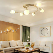 Modern Multi-Head Metal Loop Chandelier